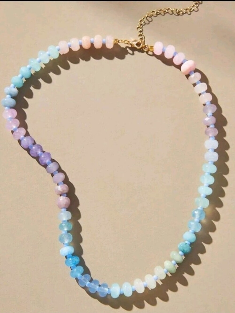 NEW! Anthropologie Rainbow Multicolor Beaded Stones Gold Plated Necklace